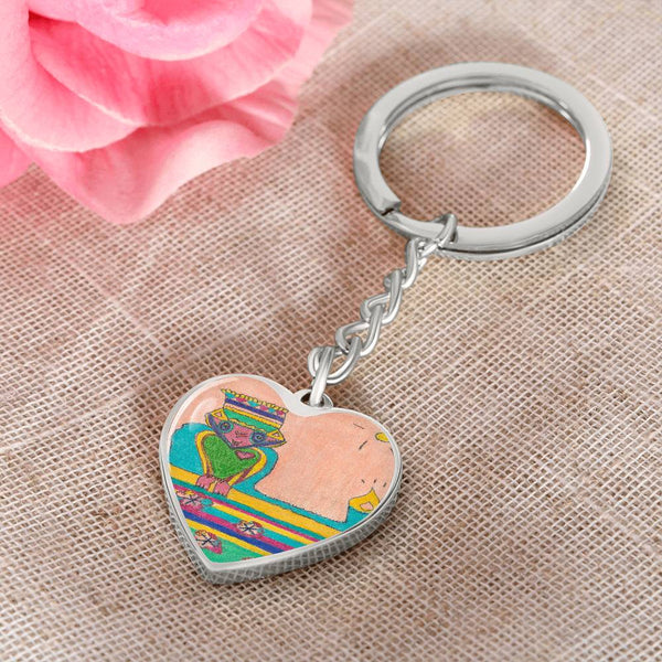 Brave Heart, Graphic Heart Keychain