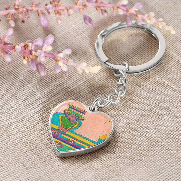 Brave Heart, Graphic Heart Keychain