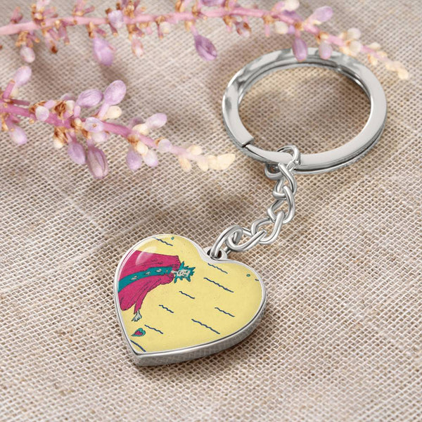 Noble Queen of Hearts, Graphic Heart Keychain