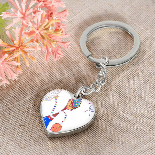 Dribble, Graphic Heart Keychain