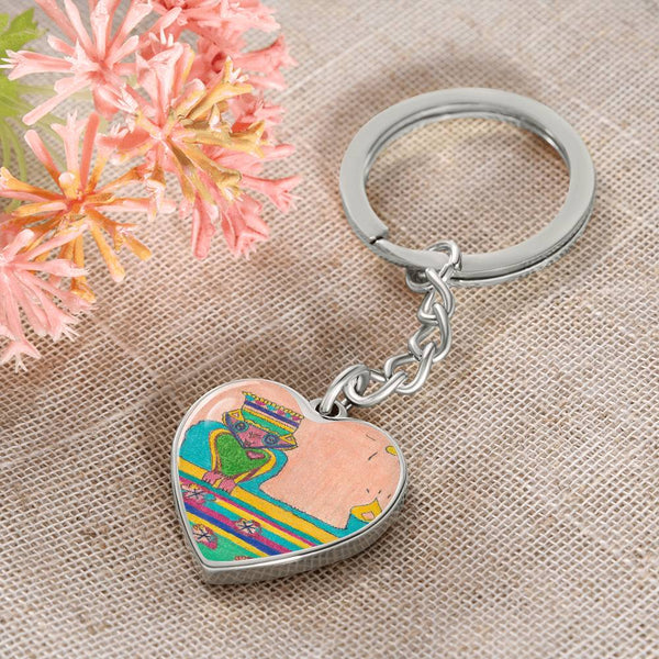 Brave Heart, Graphic Heart Keychain