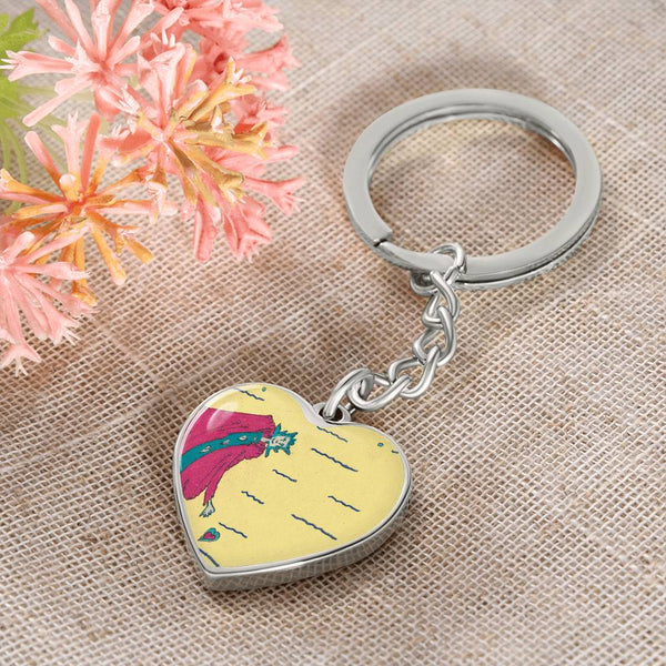 Noble Queen of Hearts, Graphic Heart Keychain