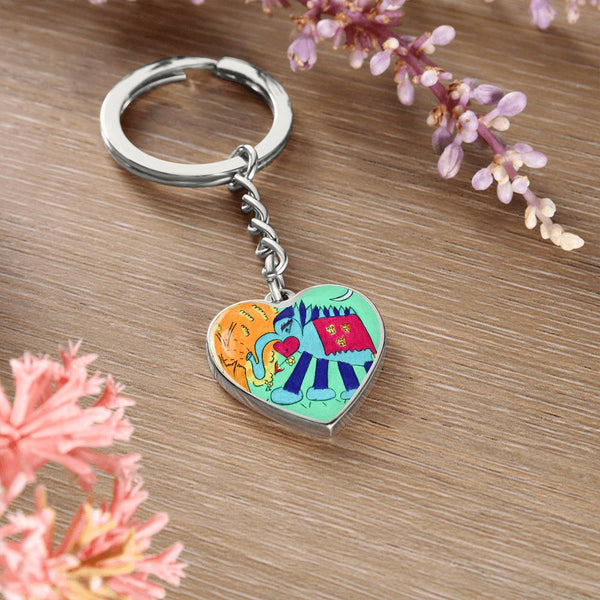 Noble Elephant, Graphic Heart Keychain