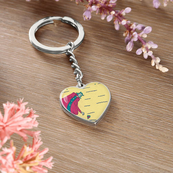 Noble Queen of Hearts, Graphic Heart Keychain