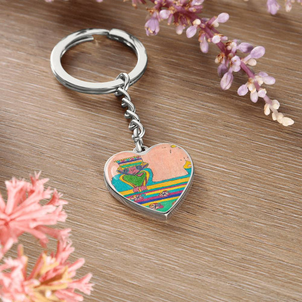 Brave Heart, Graphic Heart Keychain