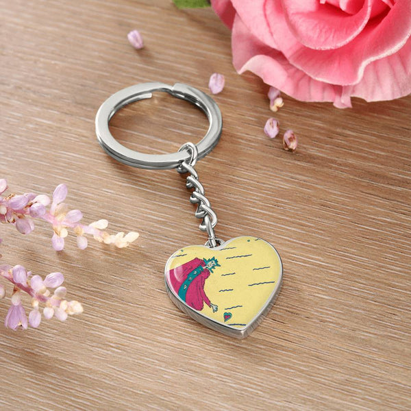 Noble Queen of Hearts, Graphic Heart Keychain