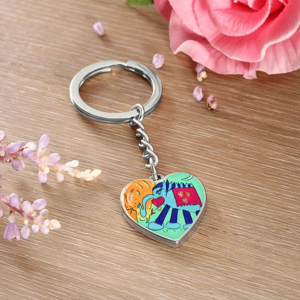 Noble Elephant, Graphic Heart Keychain