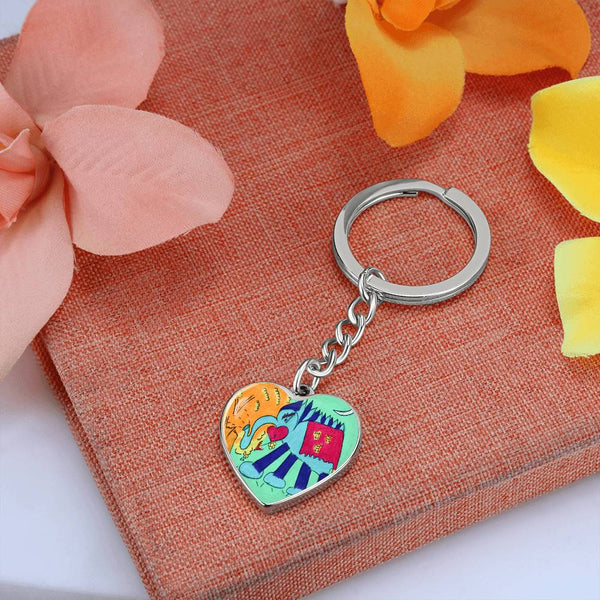 Noble Elephant, Graphic Heart Keychain