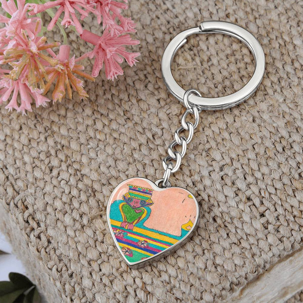 Brave Heart, Graphic Heart Keychain