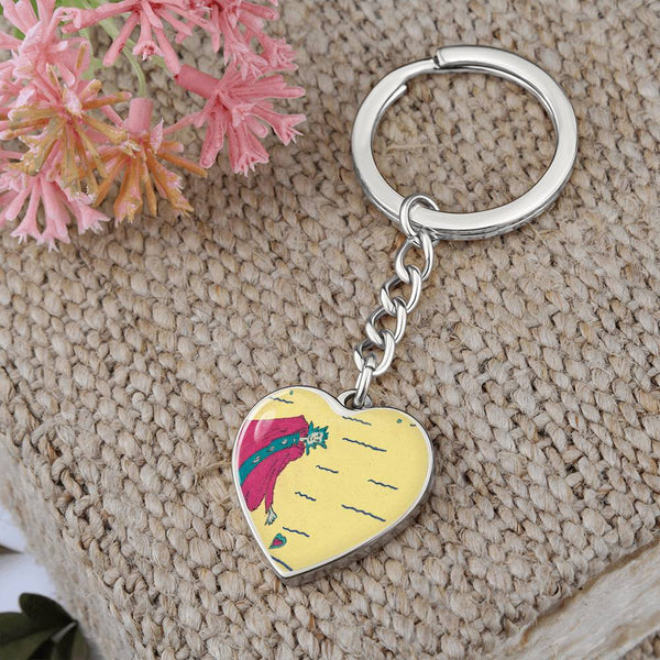 Noble Queen of Hearts, Graphic Heart Keychain