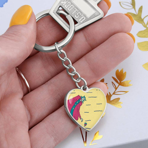 Noble Queen of Hearts, Graphic Heart Keychain