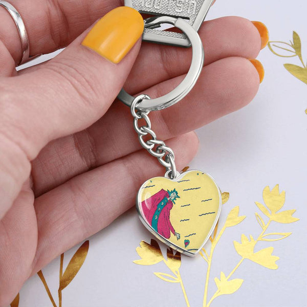 Noble Queen of Hearts, Graphic Heart Keychain