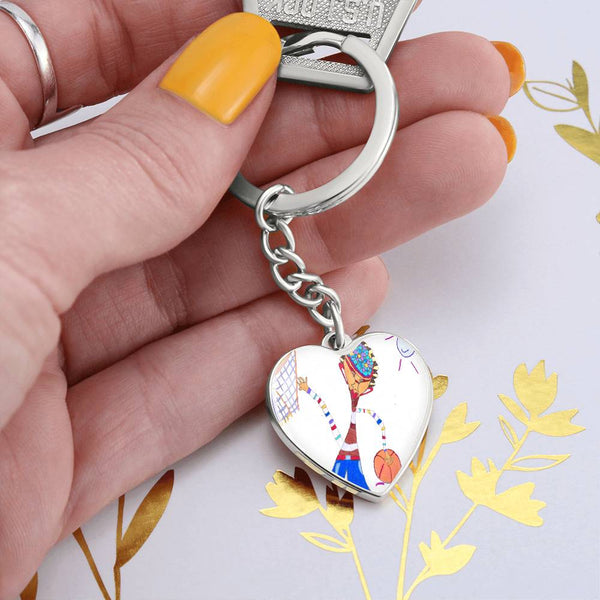 Dribble, Graphic Heart Keychain