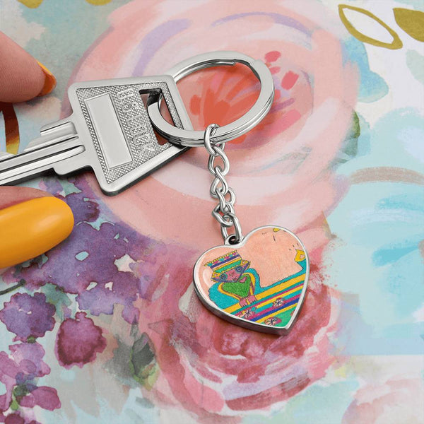 Brave Heart, Graphic Heart Keychain