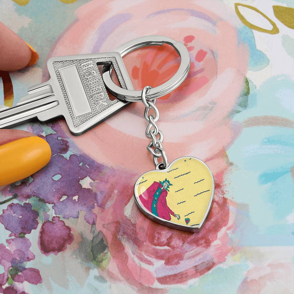 Noble Queen of Hearts, Graphic Heart Keychain