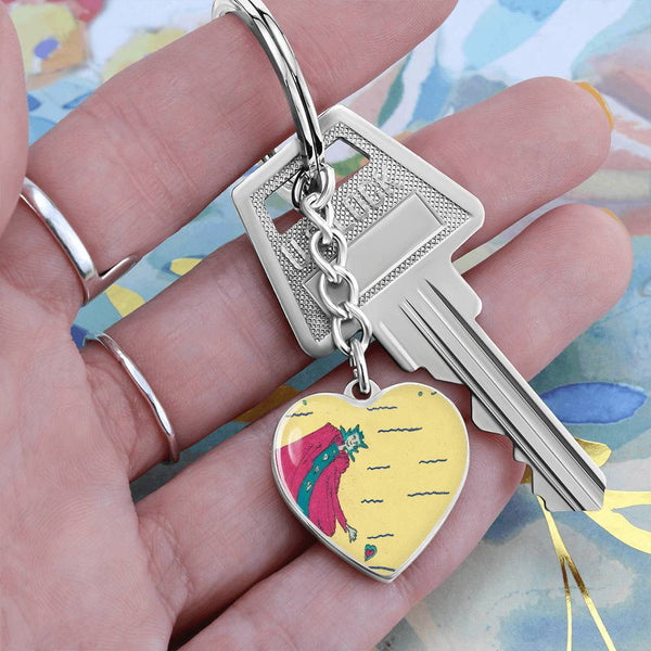 Noble Queen of Hearts, Graphic Heart Keychain