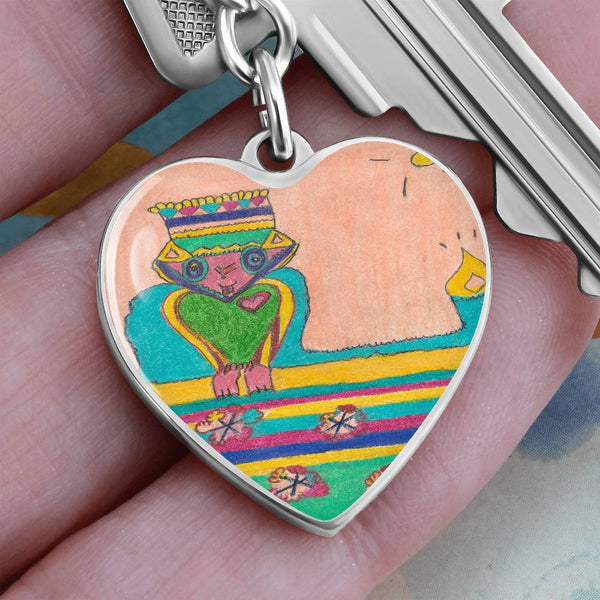 Brave Heart, Graphic Heart Keychain