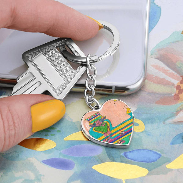 Brave Heart, Graphic Heart Keychain