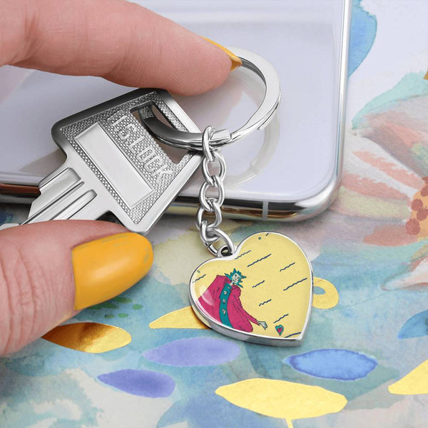 Noble Queen of Hearts, Graphic Heart Keychain