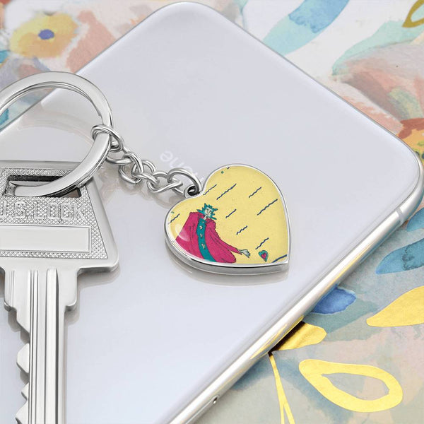 Noble Queen of Hearts, Graphic Heart Keychain