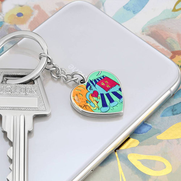 Noble Elephant, Graphic Heart Keychain