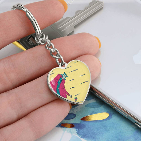Noble Queen of Hearts, Graphic Heart Keychain