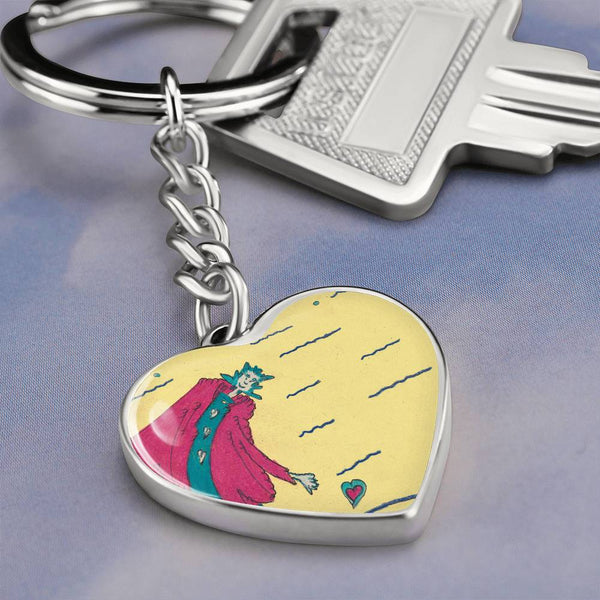 Noble Queen of Hearts, Graphic Heart Keychain