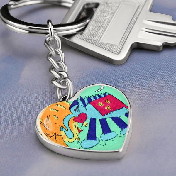 Noble Elephant, Graphic Heart Keychain