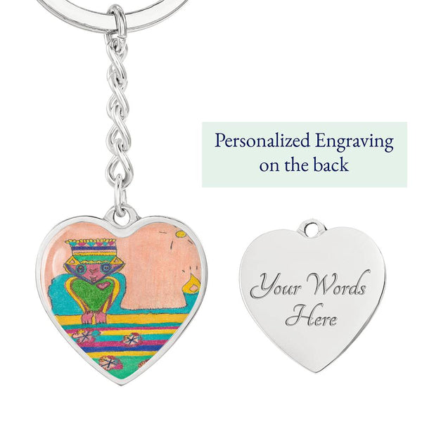 Brave Heart, Graphic Heart Keychain