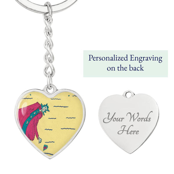 Noble Queen of Hearts, Graphic Heart Keychain
