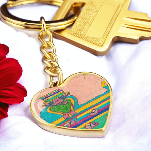 Brave Heart, Graphic Heart Keychain