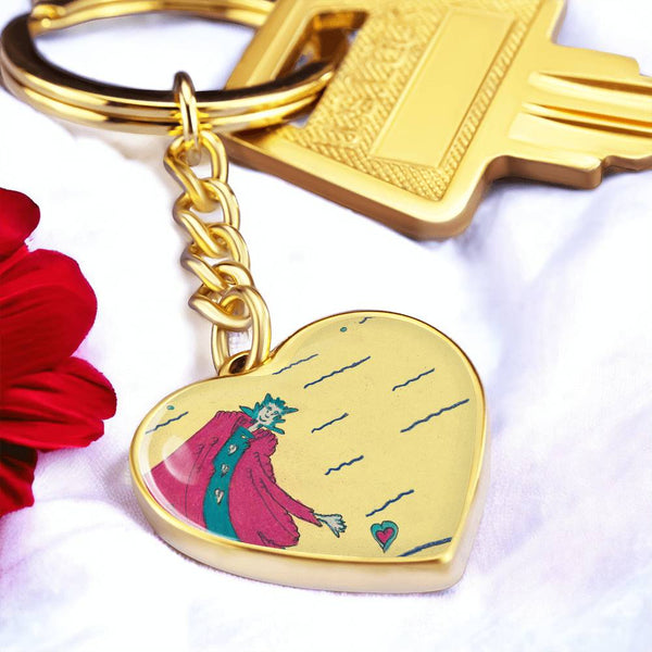 Noble Queen of Hearts, Graphic Heart Keychain