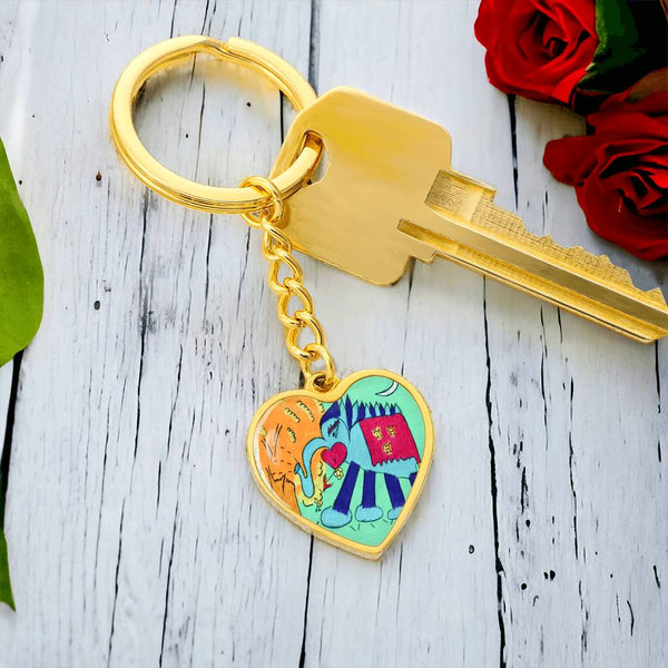 Noble Elephant, Graphic Heart Keychain