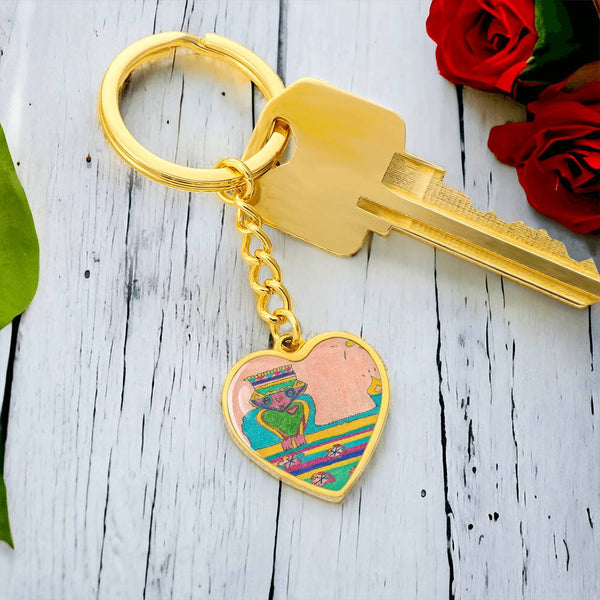 Brave Heart, Graphic Heart Keychain