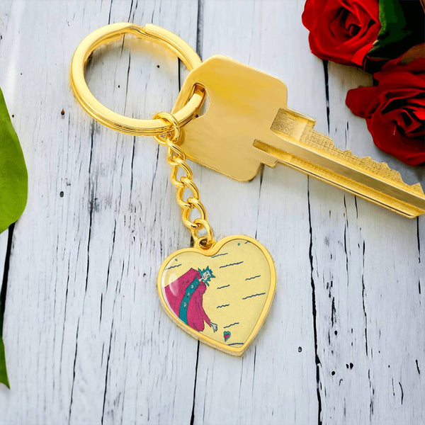 Noble Queen of Hearts, Graphic Heart Keychain