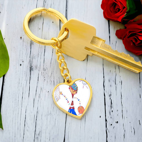 Dribble, Graphic Heart Keychain