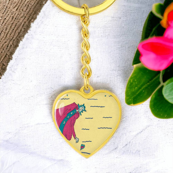 Noble Queen of Hearts, Graphic Heart Keychain