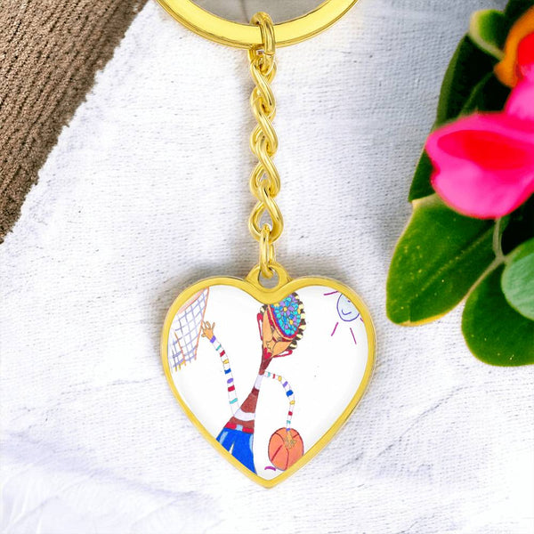 Dribble, Graphic Heart Keychain