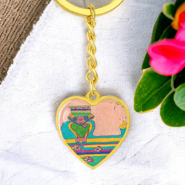 Brave Heart, Graphic Heart Keychain