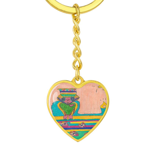 Brave Heart, Graphic Heart Keychain