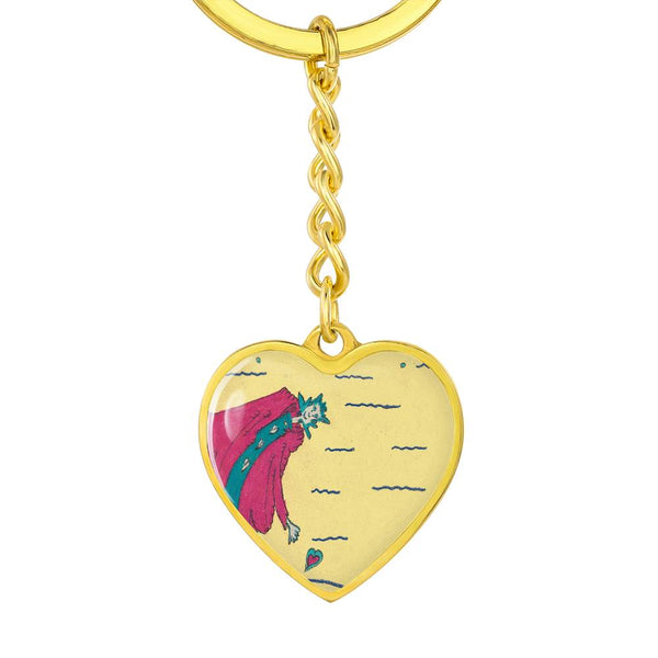 Noble Queen of Hearts, Graphic Heart Keychain