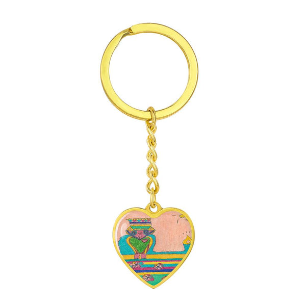 Brave Heart, Graphic Heart Keychain