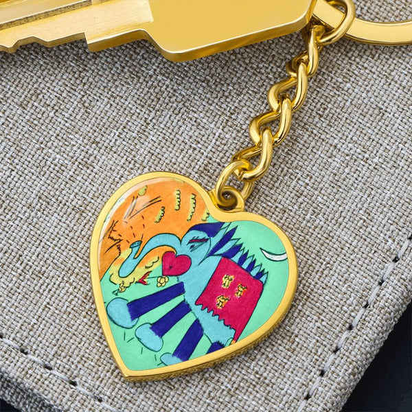 Noble Elephant, Graphic Heart Keychain