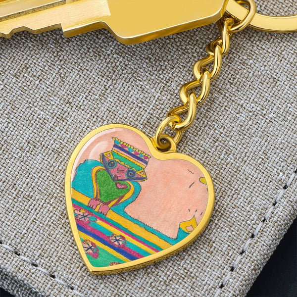 Brave Heart, Graphic Heart Keychain