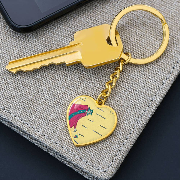Noble Queen of Hearts, Graphic Heart Keychain