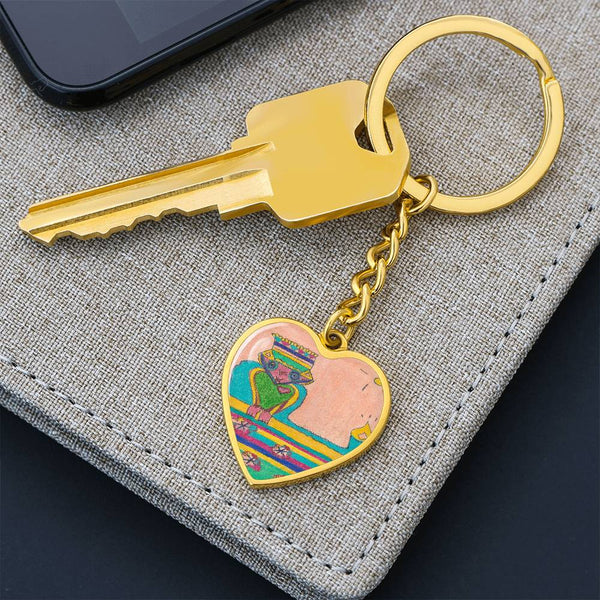 Brave Heart, Graphic Heart Keychain