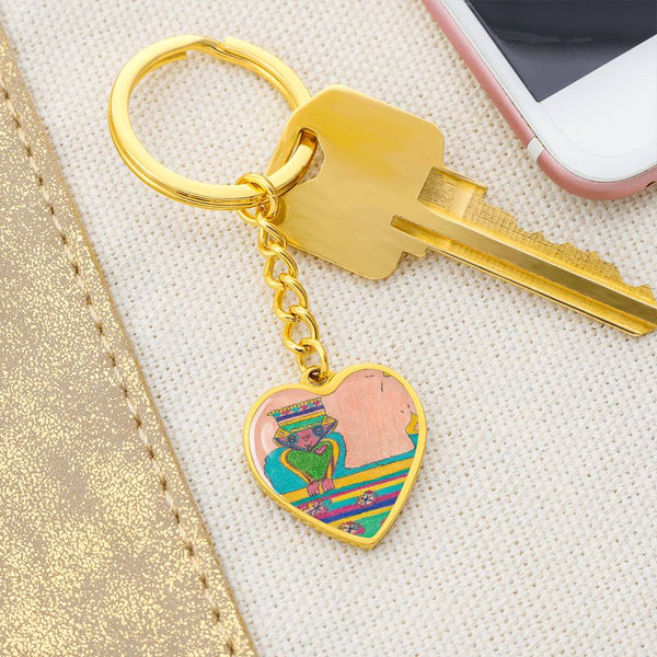 Brave Heart, Graphic Heart Keychain