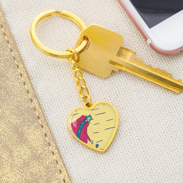 Noble Queen of Hearts, Graphic Heart Keychain