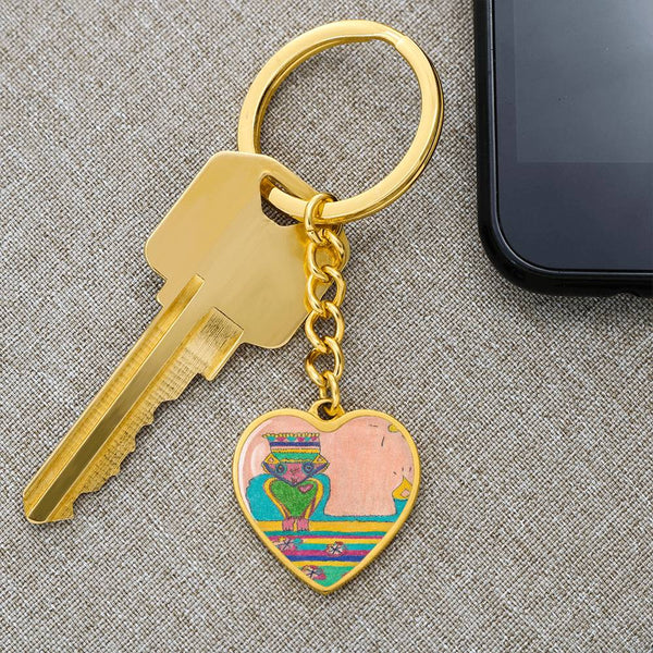 Brave Heart, Graphic Heart Keychain