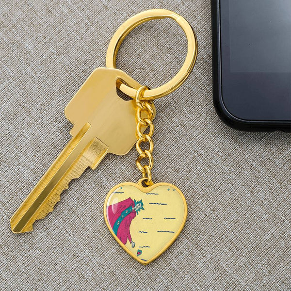 Noble Queen of Hearts, Graphic Heart Keychain